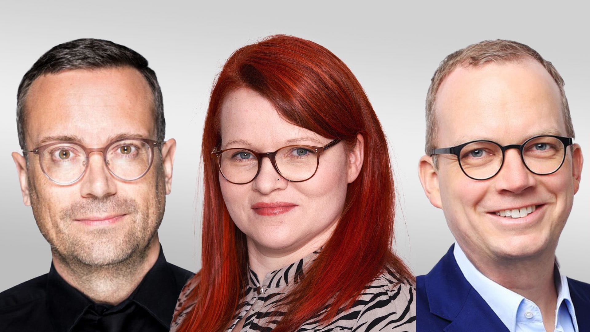 Lukas Martin (l.), Antje von Winterfeld und Sven Böll gehören nun zur Chefredaktion von t-online.