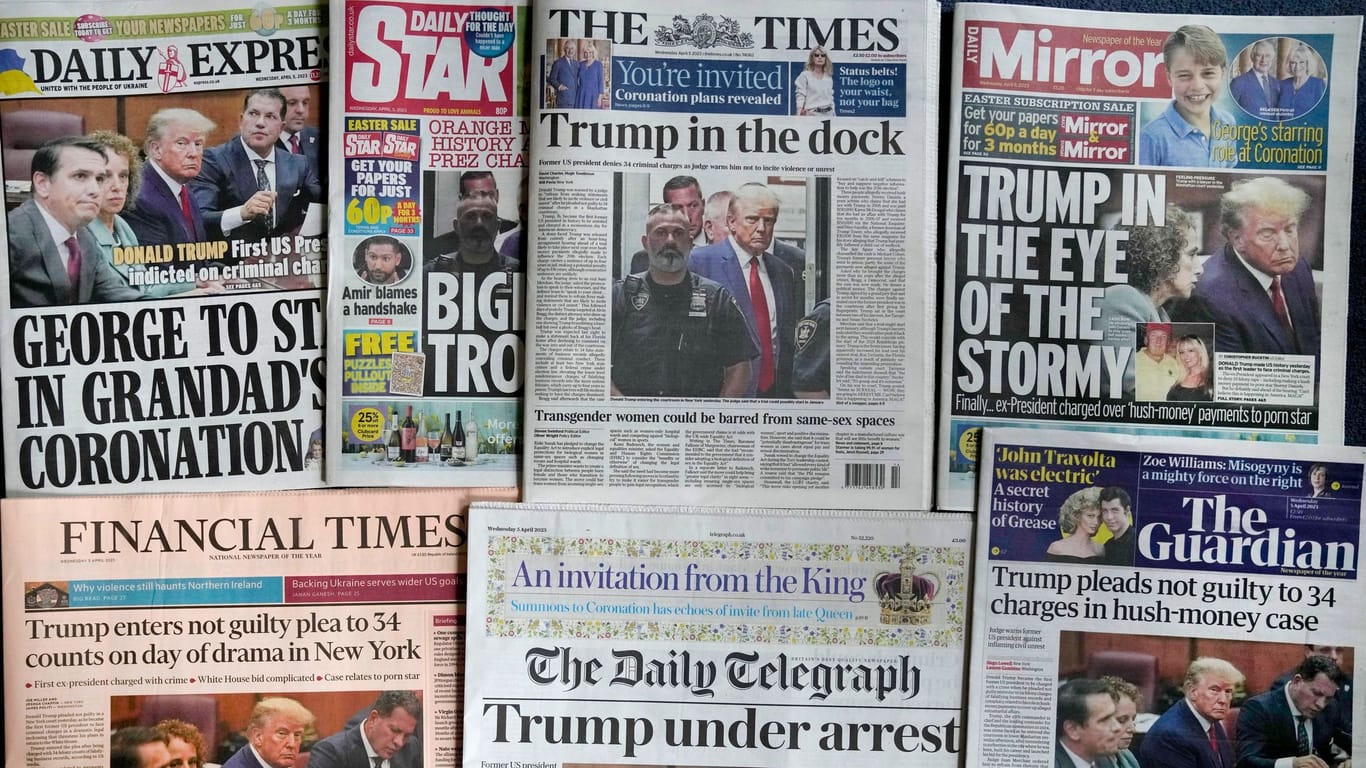 Britische Tageszeitungen berichten über Trumps Anklage: Was schreibt die internationale Presse?