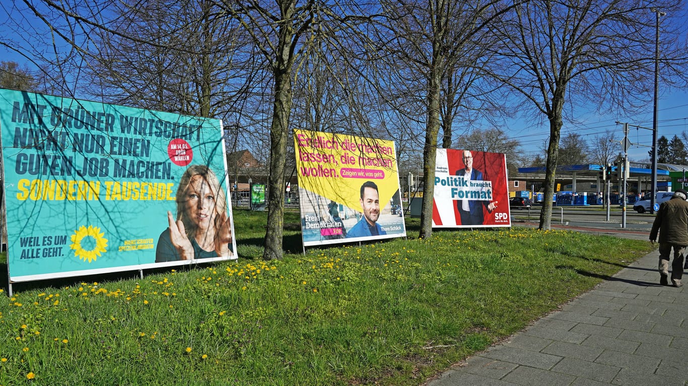 Wahlplakate zur Bremer Bürgerschaftswahl: Eine Vorwahlbefragung lässt ein aktuelles Stimmungsbild zu.