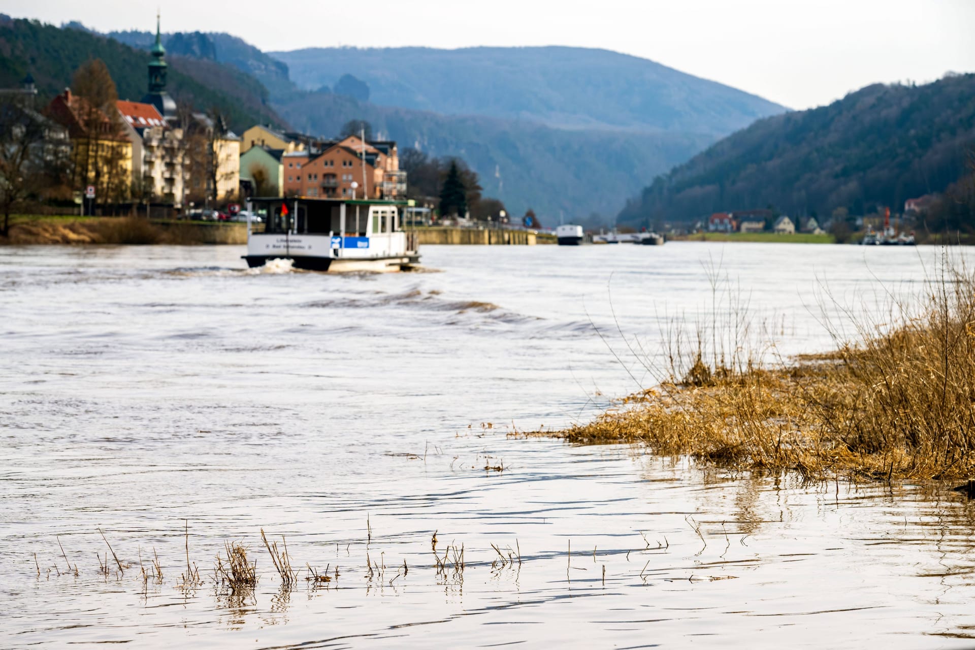 Blick auf die Elbe bei Bad Schandau (Archivfoto): Der Richtwert für die Alarmstufe 1 wird in Dresden wahrscheinlich am Montag erwartet.