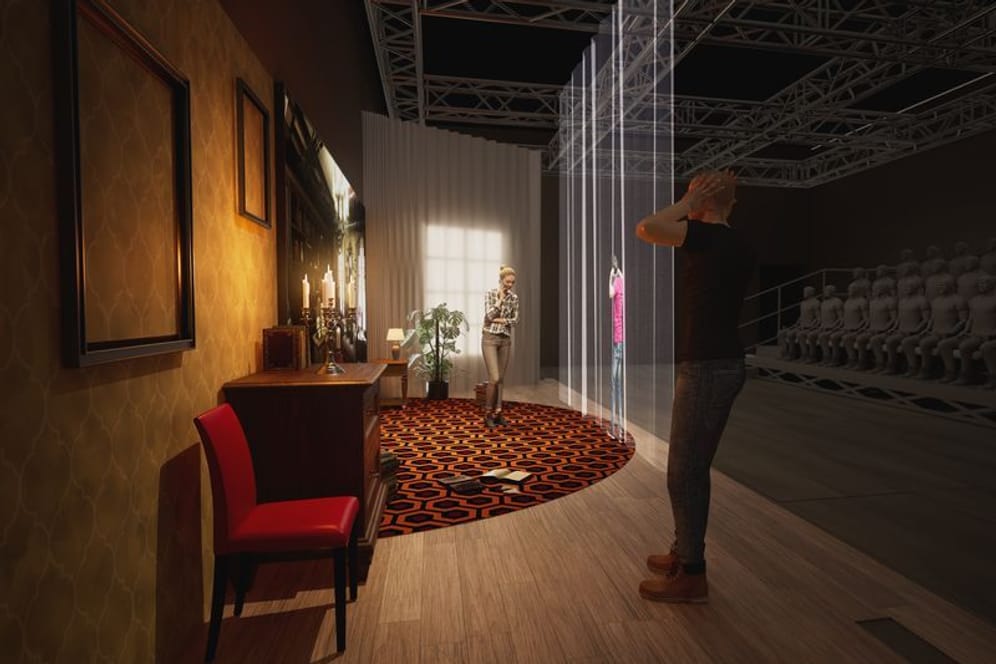 Eine Illustration zeigt die neue Spielstätte für digitales Theater am Staatstheater Nürnberg. Diese soll reales und virtuelles Theatererlebnis miteinander verbinden.