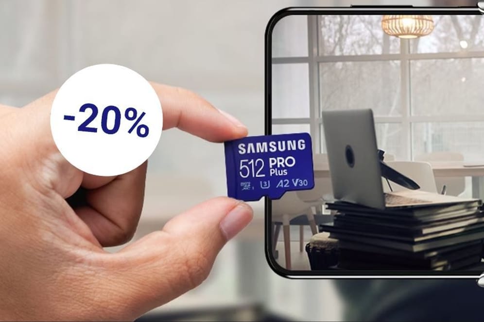 Die reduzierte MicroSD-Karte von Samsung bietet 512 Gigabyte Speicherplatz.