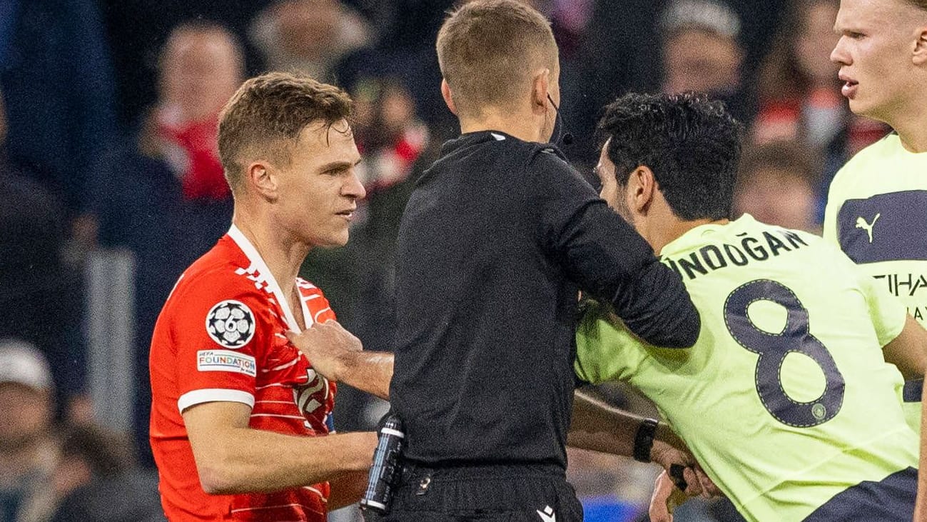 Ilkay Gündogan schubst Joshua Kimmich: Im Champions-League-Viertelfinale gerieten die DFB-Stars aneinander.