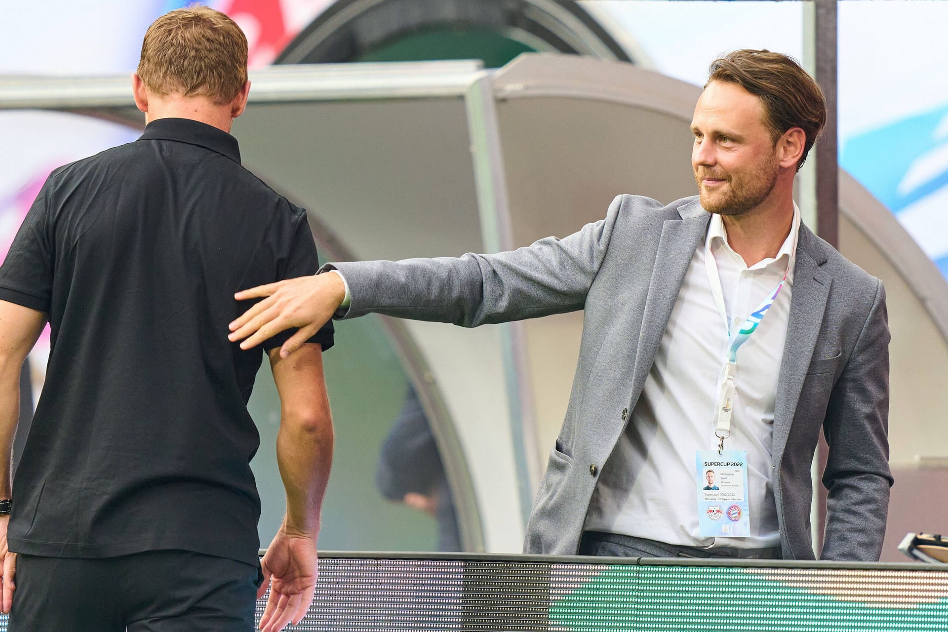 Christopher Vivell (r.) zusammen mit Julian Nagelsmann: Die beiden arbeiteten zusammen in Leipzig.