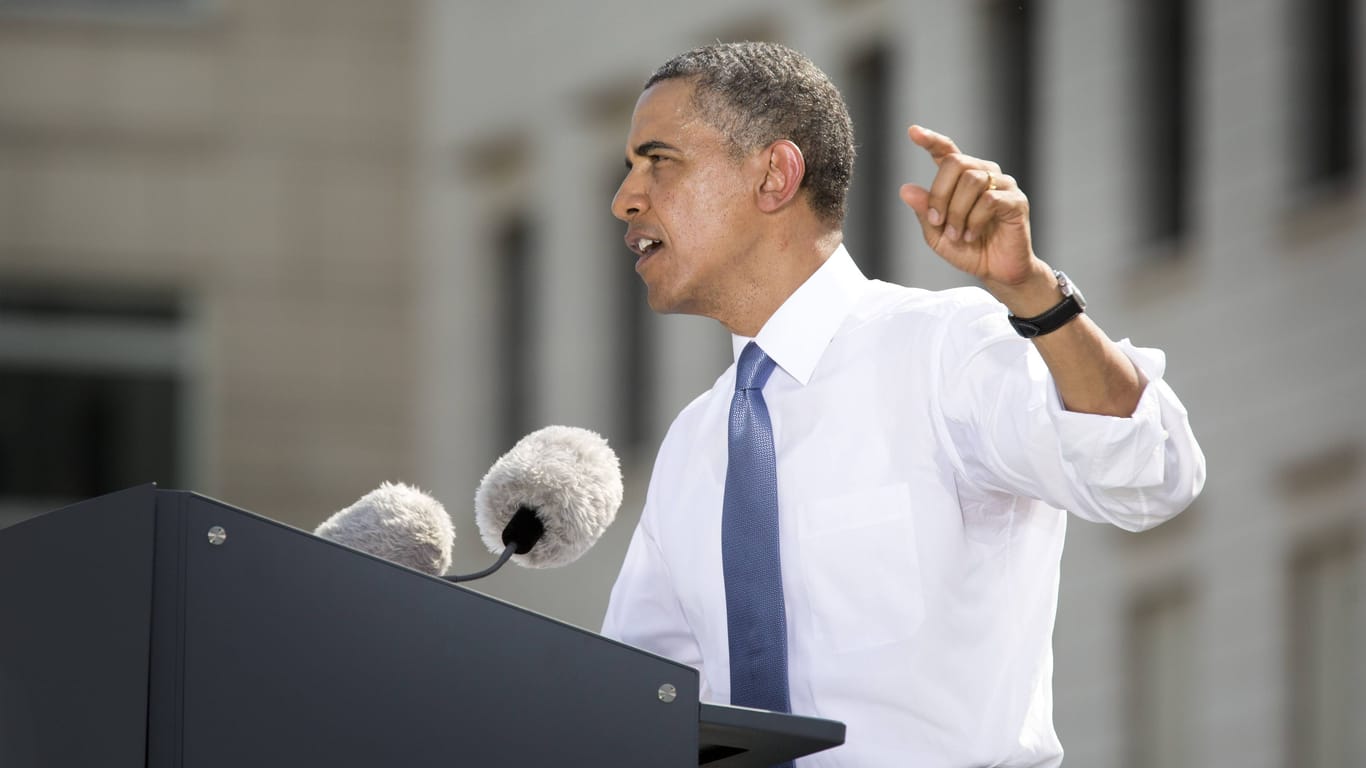 Rede von Barack Obama auf dem Pariser Platz in Berlin: Im Mai tritt er in der Stadt erneut auf.