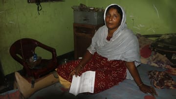 Nilufa Begum lay under the rubble for nine hours.  Your leg is mutilated.