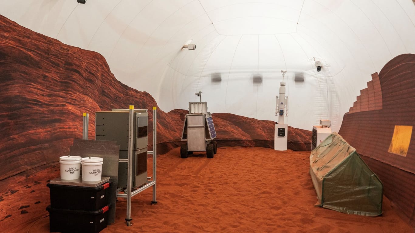 Media tour of NASA's simulated Mars habitat at the agency's Johnson Space Center in Houston