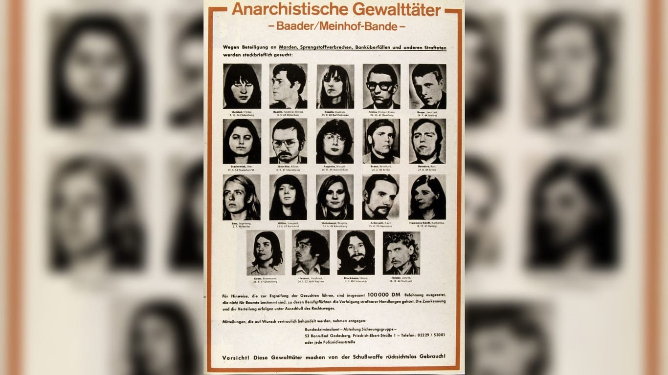 Das Fahndungsplakat des Bundeskriminalamts: Damit wurde 1972 nach Mitgliedern der Baader/Meinhof-Bande gesucht.