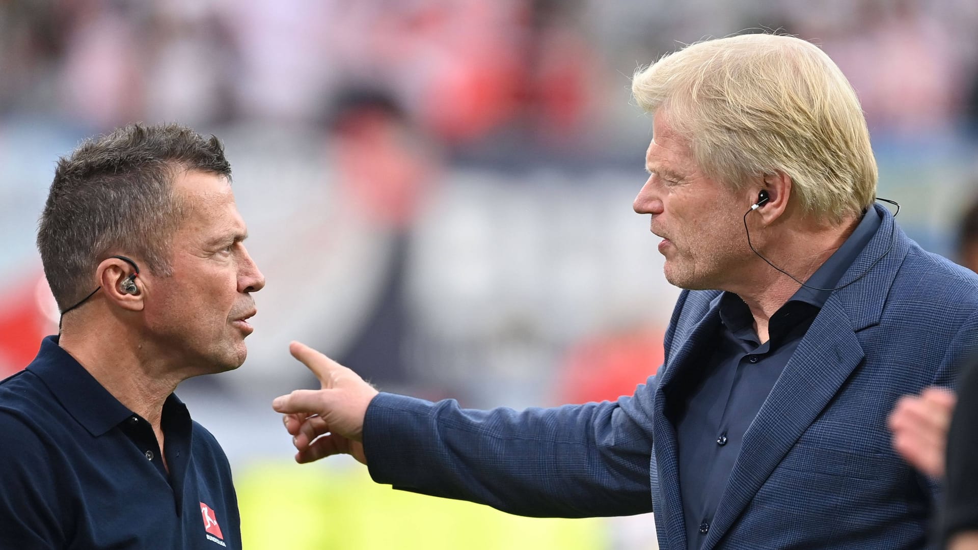 Lothar Matthäus (l.) neben Oliver Kahn (Archivbild): Am Samstagabend stritten sich die beiden vor laufender Kamera.