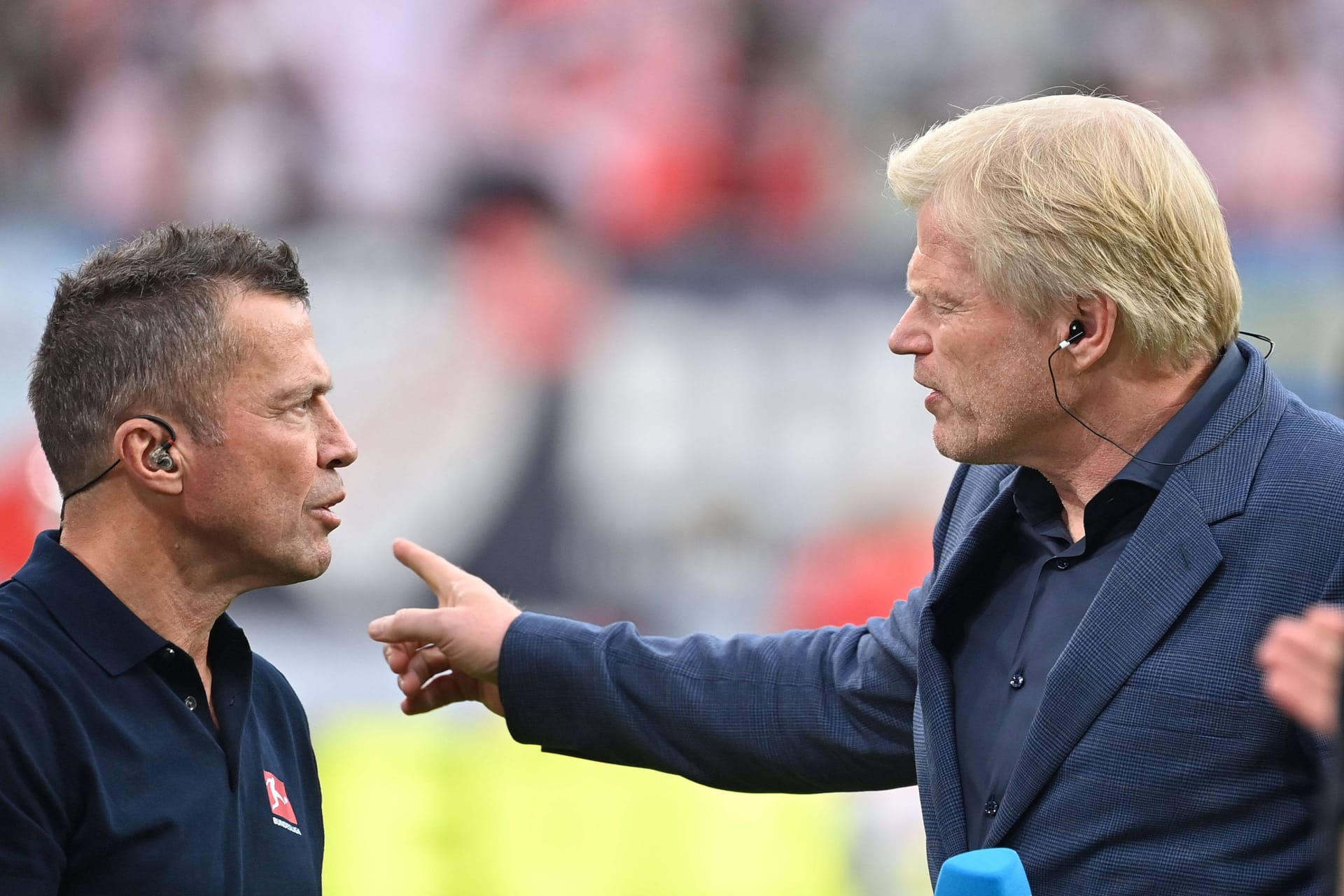 Lothar Matthäus (l.) neben Oliver Kahn (Archivbild): Am Samstagabend stritten sich die beiden vor laufender Kamera.