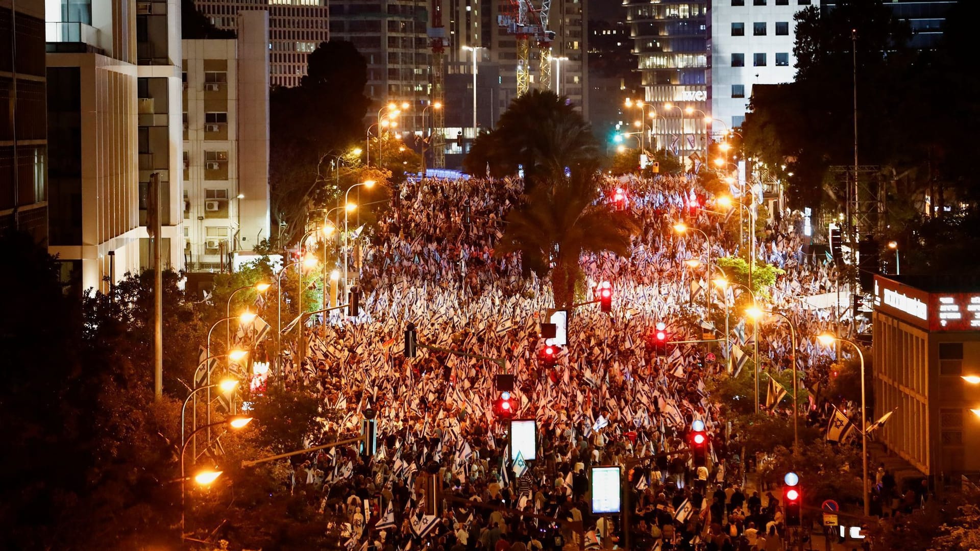 Demonstration gegen Premierminister Benjamin Netanyahu gestern Abend in Tel Aviv.