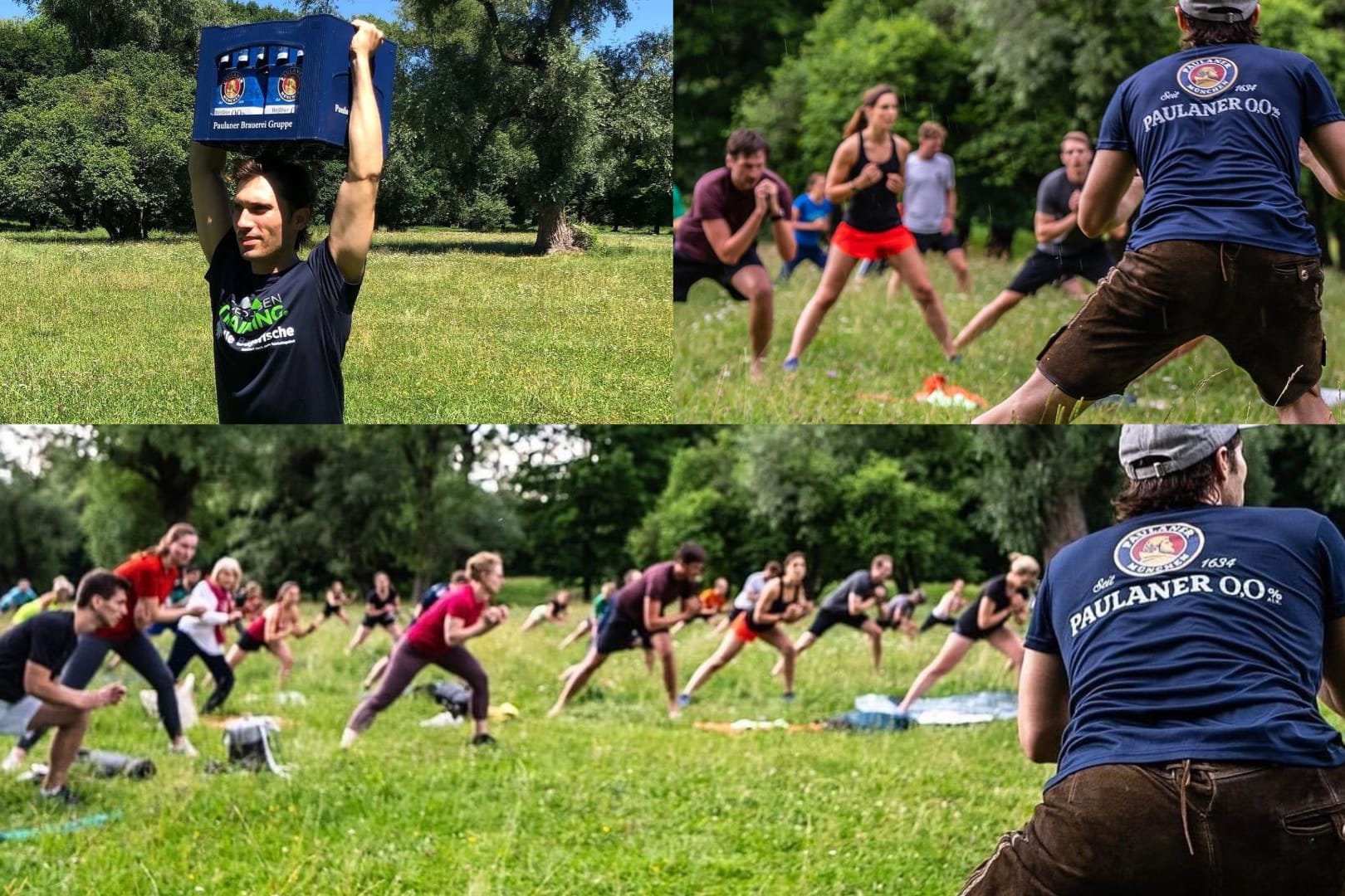 Dehnen, Strecken und Ausdauertraining: In München tragen dabei zahlreiche Teilnehmer eine Lederhose.