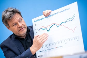 Robert Habeck: Der Bundesminister stellt die Prognose der Bundesregierung zur Entwicklung der Wirtschaftsleistung in diesem und im nächsten Jahr in einer Pressekonferenz vor.