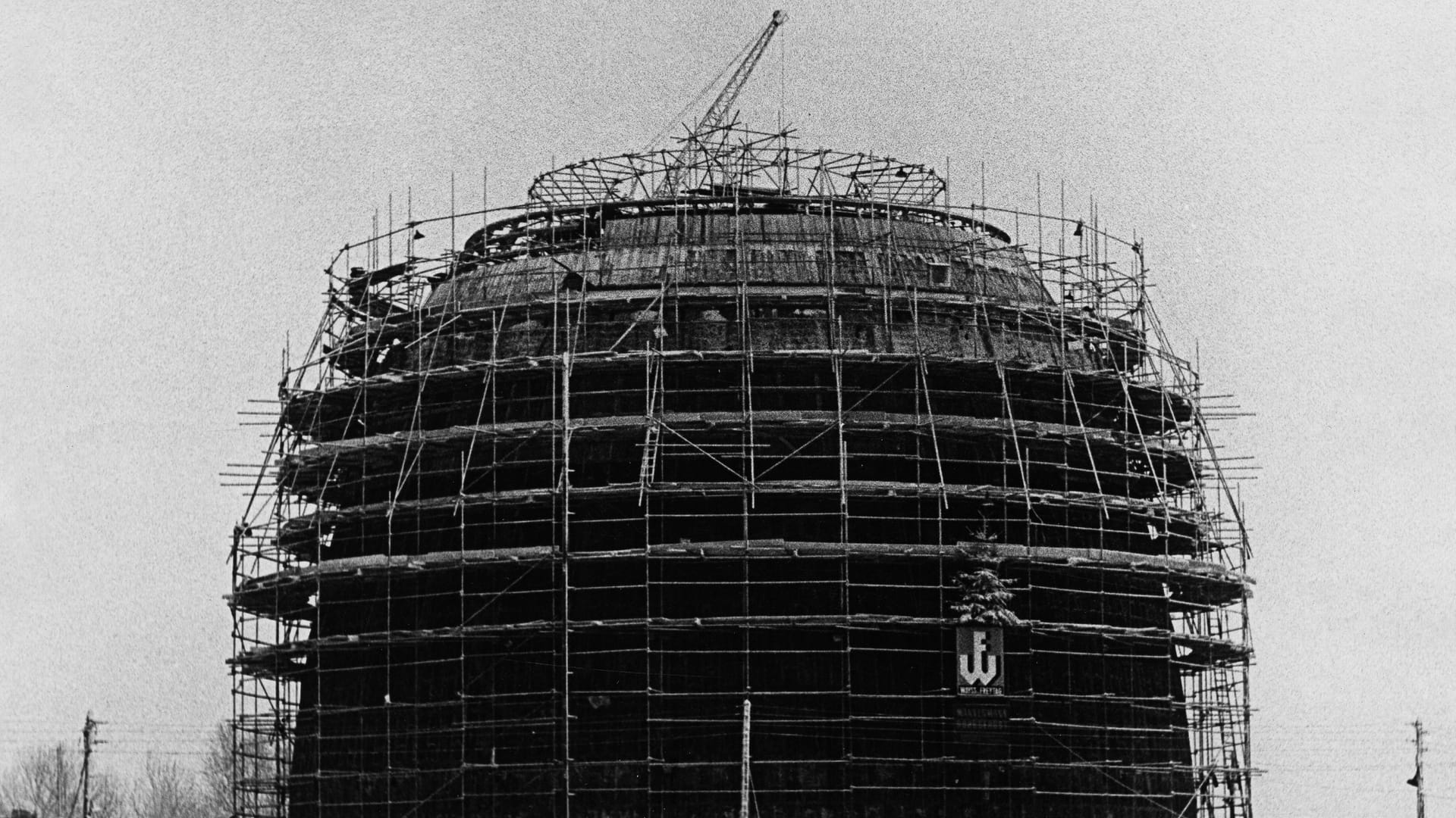 Forschungsreaktor München im Bau 1956: Das Bauwerk wurde als "Atomei" bekannt.