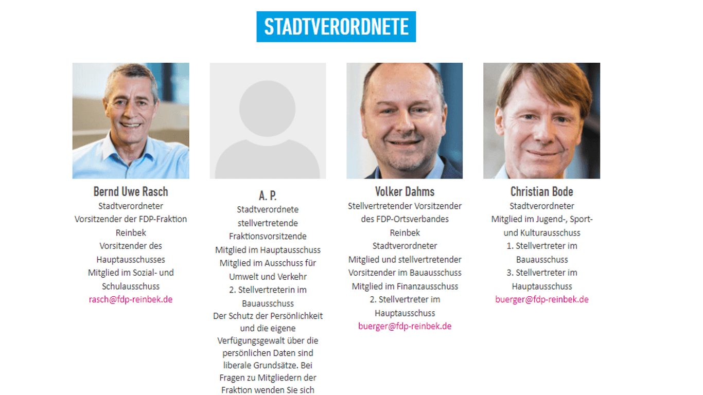 Die Stadtverordneten der FDP-Reinbeck: Eine Politikerin möchte im Netz namtlich nicht genannt werden.