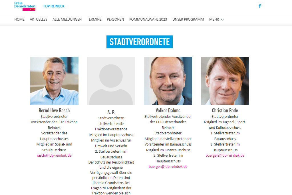 Die Stadtverordneten der FDP-Reinbeck: Eine Politikerin möchte im Netz namtlich nicht genannt werden.