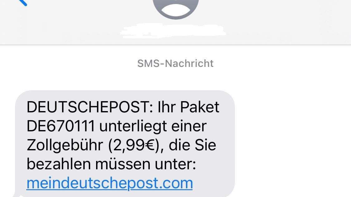 Beispielfoto einer solchen Fake-SMS.