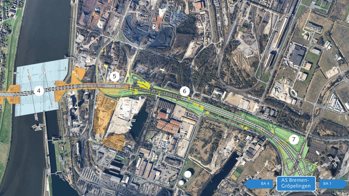 Der Plan zeigt die einzelnen Bauabschnitte der A281. 2028 soll das Bauwerk eigentlich fertig sein.