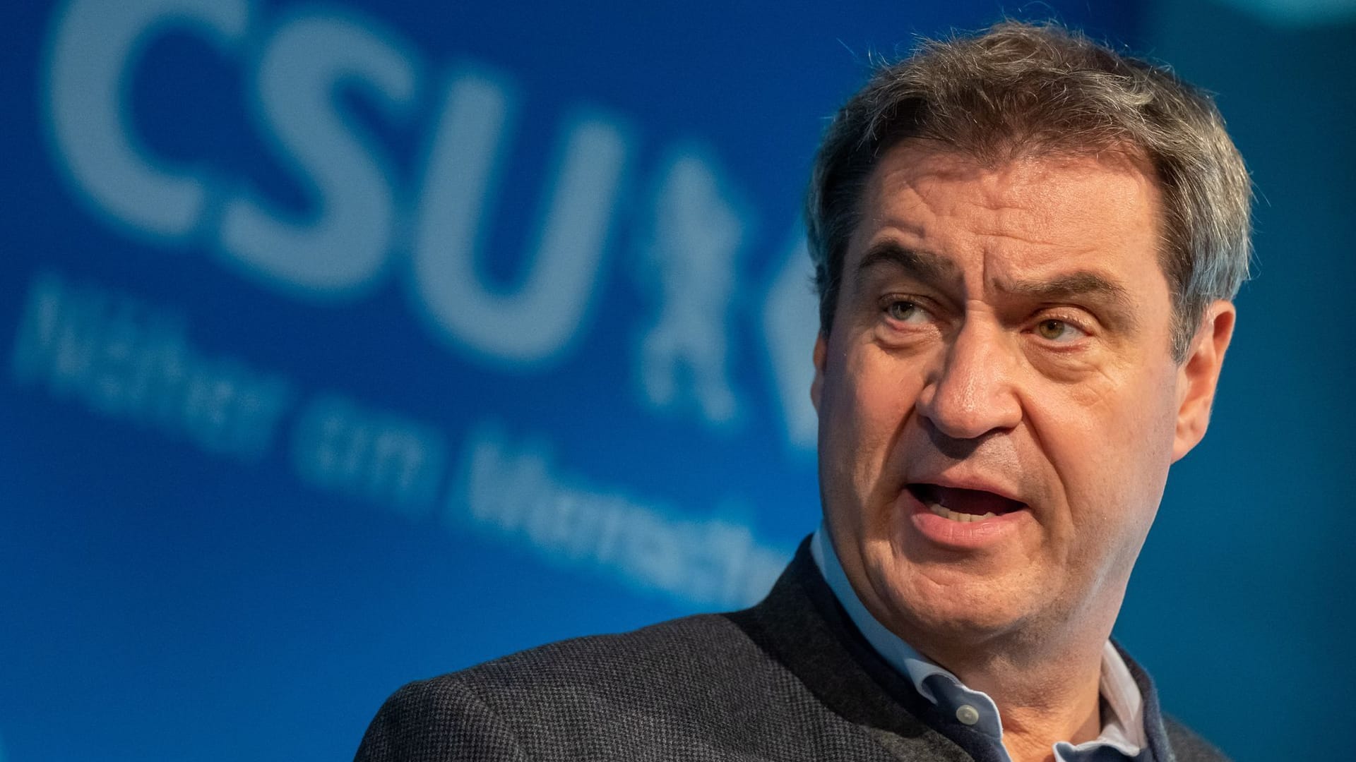 Markus Söder, CSU Parteivorsitzender, bei einer Vorstandssitzung: Nach dem Wahlergebnis in Bremen befürchtet er, "dass der Ampelzoff weitergeht".