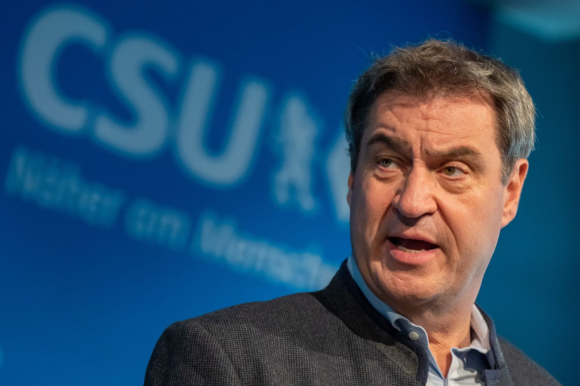 Markus Söder, CSU Parteivorsitzender, bei einer Vorstandssitzung: Nach dem Wahlergebnis in Bremen befürchtet er, "dass der Ampelzoff weitergeht".