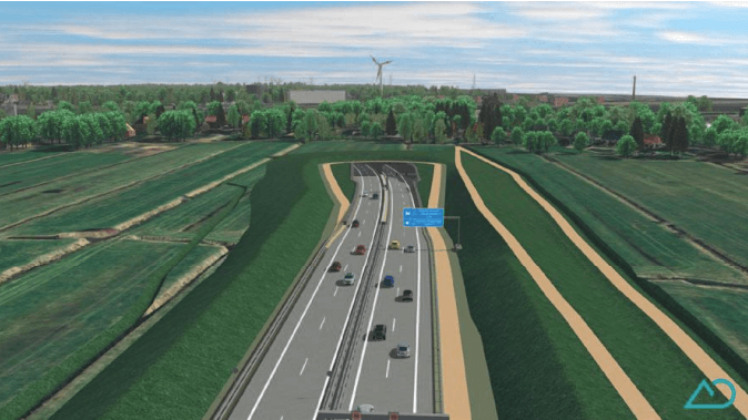 Die Visualisierung zeigt den geplanten Tunnel in Blickrichtung Seehausen.