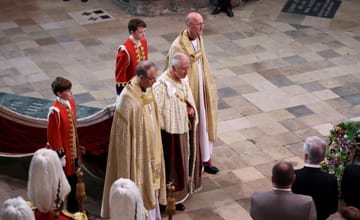 The coronation ceremony takes place inside Westminster Abbey.