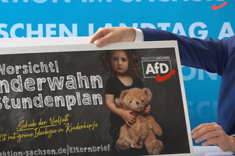 Am Mittwoch stellte die AfD ihre neuen Plakatmotive vor: Darf sowas auf dem Schulweg hängen?