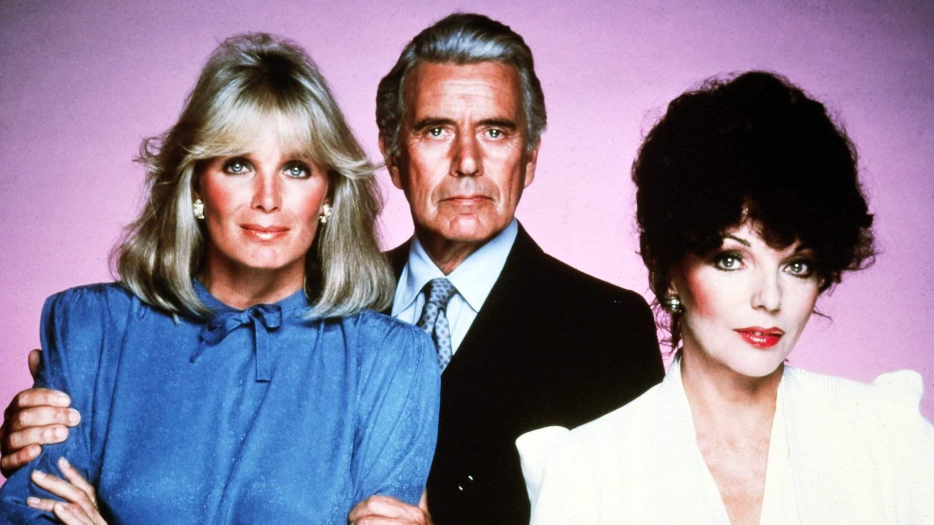 Joan Collins an der Seite von Linda Evans und John Forsythe.