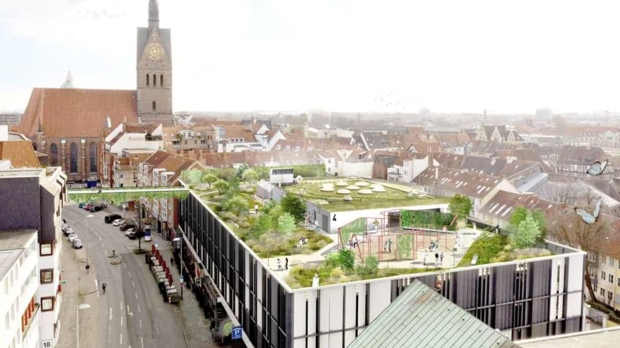 Per Brücke von Dach zu Dach? Bald sollen in Hannover Dächer der City zu Parks werden.