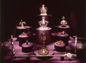 The British Crown Jewels including the Edwardian Crown.