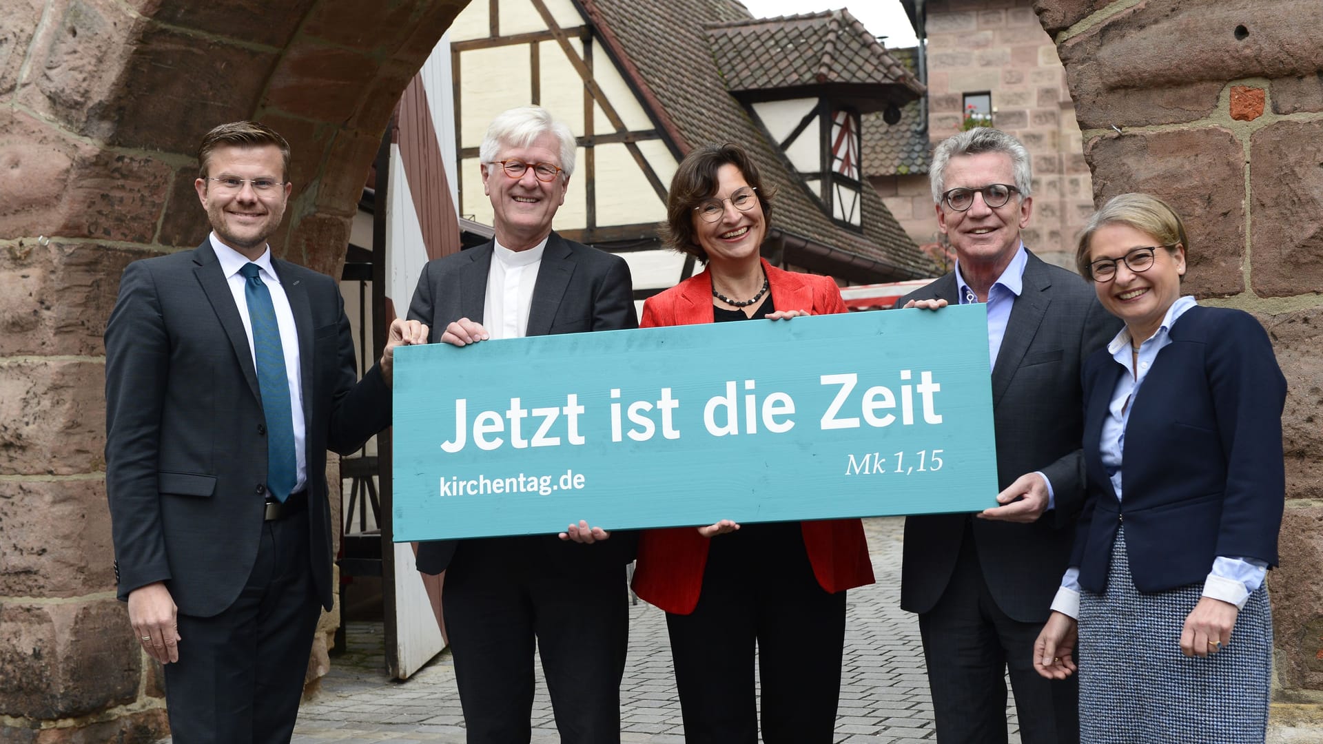 Marcus König, Heinrich Bedford-Strohm, Regionalbischöfin Elisabeth Hann von Weyhern, Thomas de Maizière, Bettina Limperg