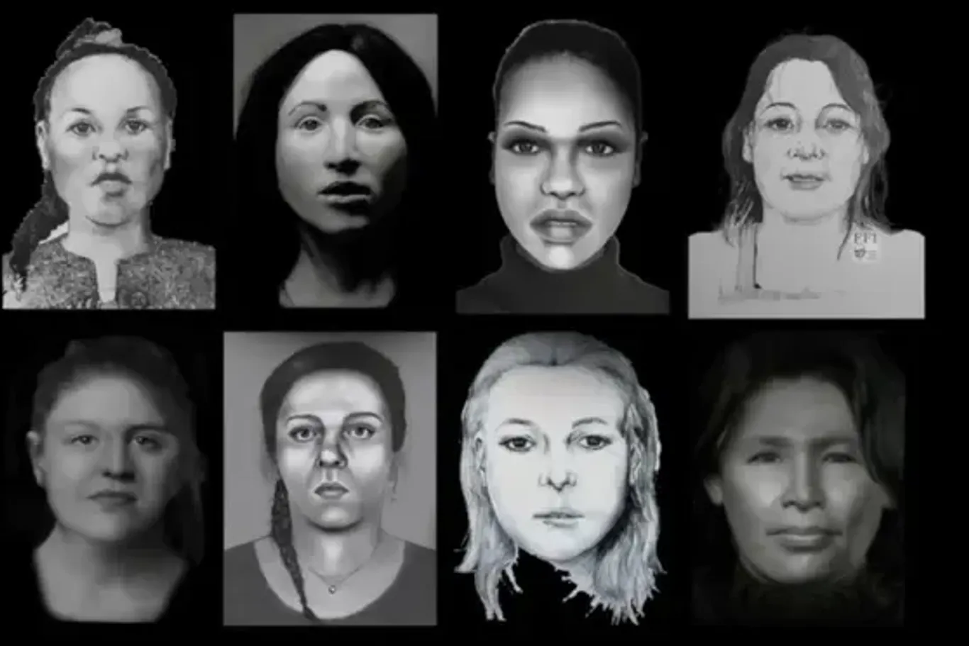 Wer kennt diese Frauen? Interpol veröffentlichte Bilder von einigen der 22 Opfer, die die Polizei identifizieren möchte.
