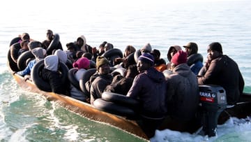 Flüchtlingsboot im Mittelmeer.