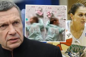 Wladimir Solowjow und seine mutmaßlichen Kinder und mutmaßliche Geliebte (Collage)