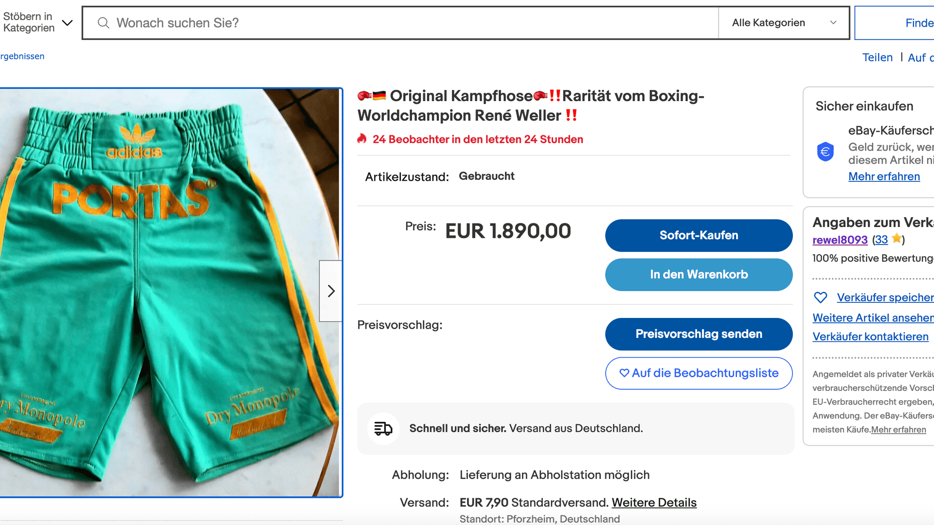 Shorts in Sonderanfertigung für René Weller.