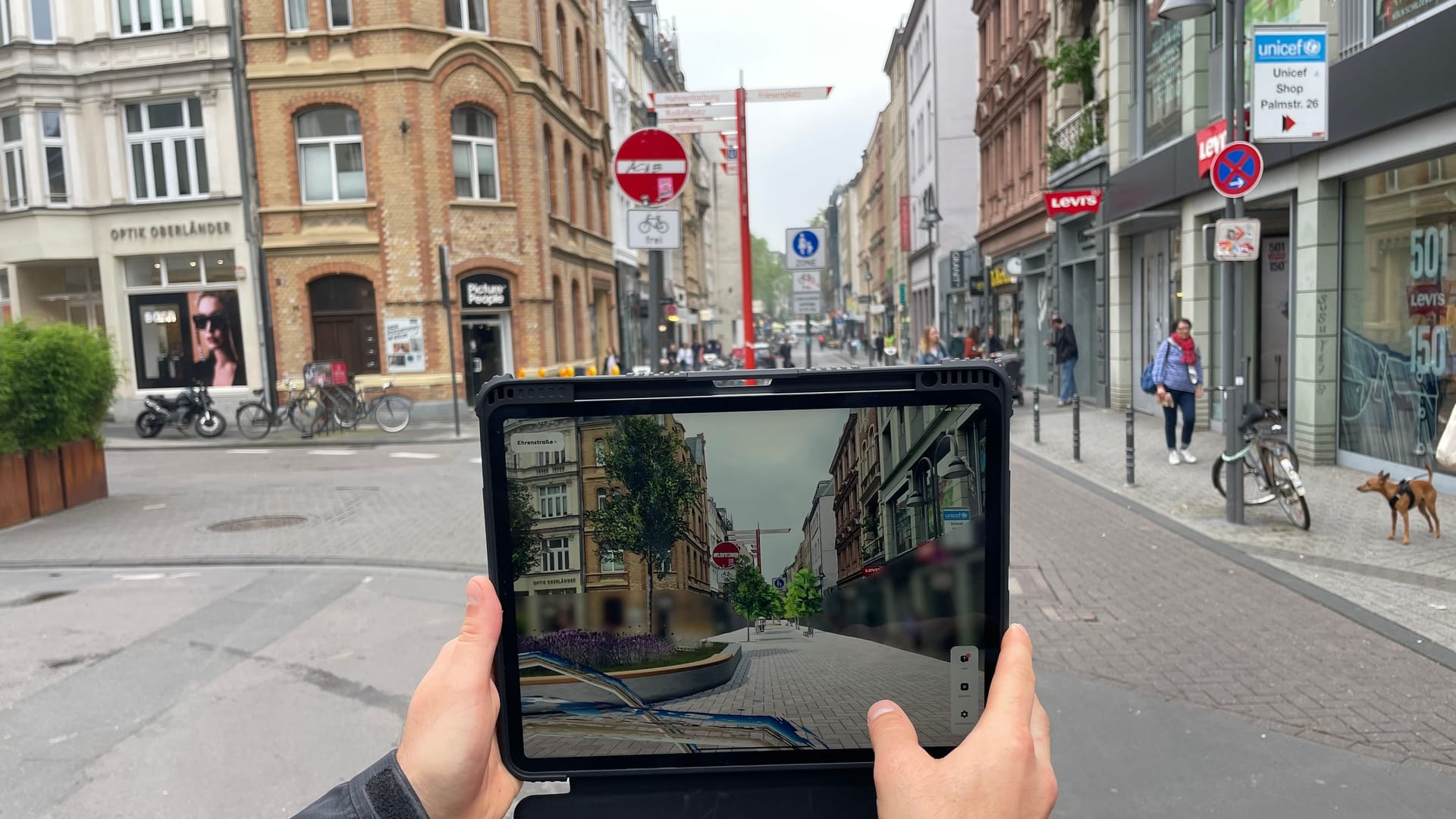 Screenshot aus der App "Cityscaper": So könnte die Ehreanstraße bald aussehen.Screenshot aus der App "Cityscaper": So könnte die Ehreanstraße bald aussehen.