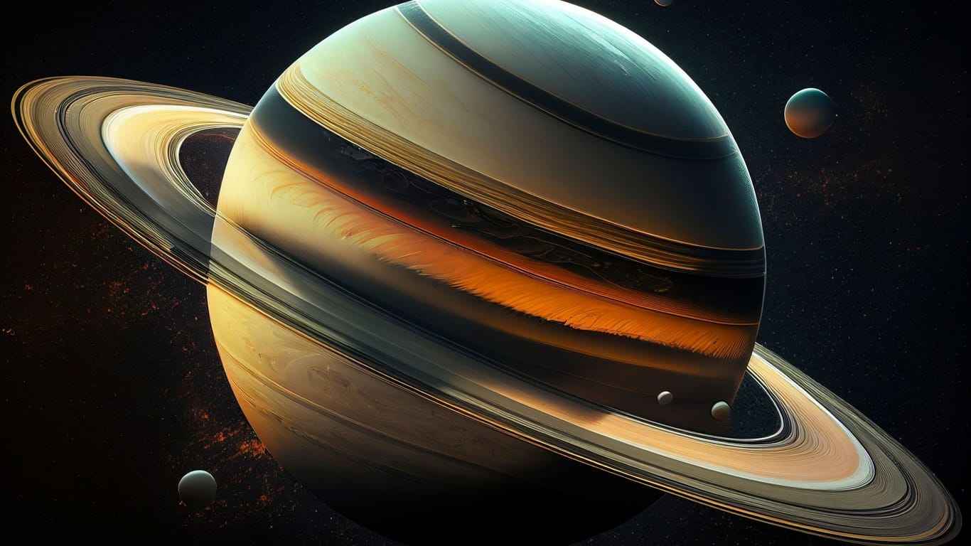 Der Saturn in einer grafischen Darstellung: Er hat mittlerweile mehr als 140 Monde.