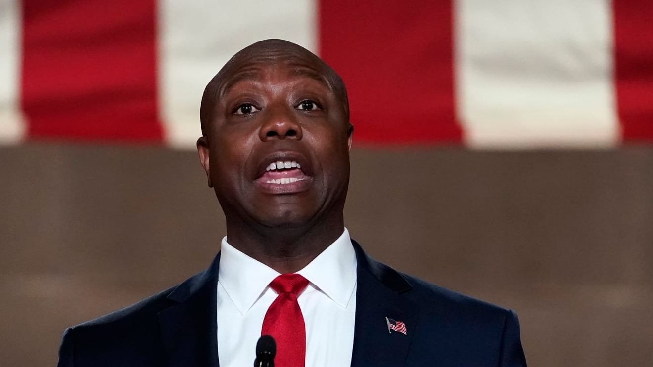 Tim Scott während des Republikanischen Parteitages vor den Präsidentschaftswahlen 2020, als Donald Trump für die Wiederwahl kandidierte. 2024 will Scott selbst für das Amt antreten.