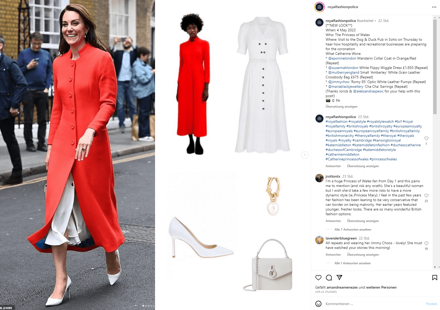 Prinzessin Kate: Sie trug einen roten langen Mantel.