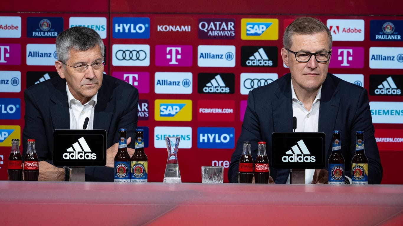 Herbert Hainer (l.) und Jan-Christian Dreesen: Der Präsident des FC Bayern präsentierte den neuen Vorstandsvorsitzenden des Klubs.