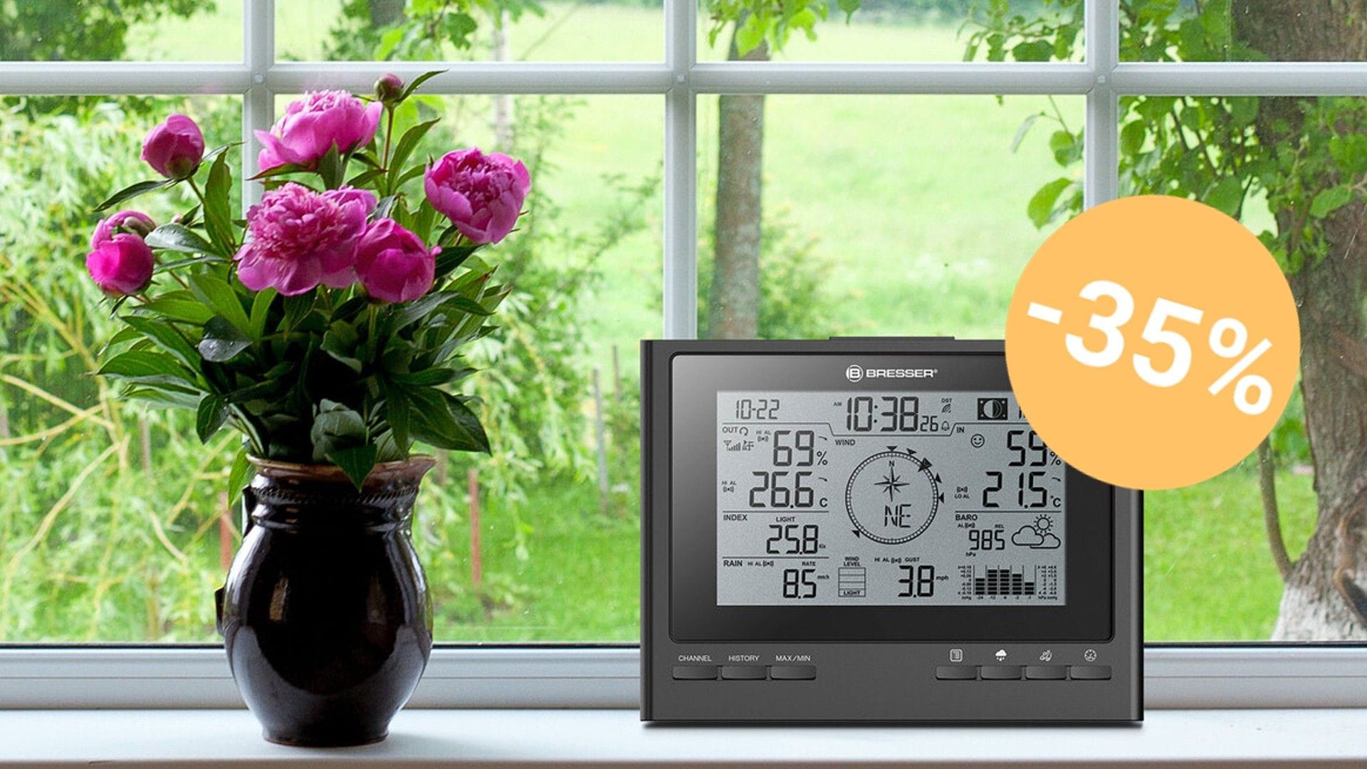 Die Wetterstation von Bresser misst unter anderem die Temperatur sowie Niederschlagsmenge.