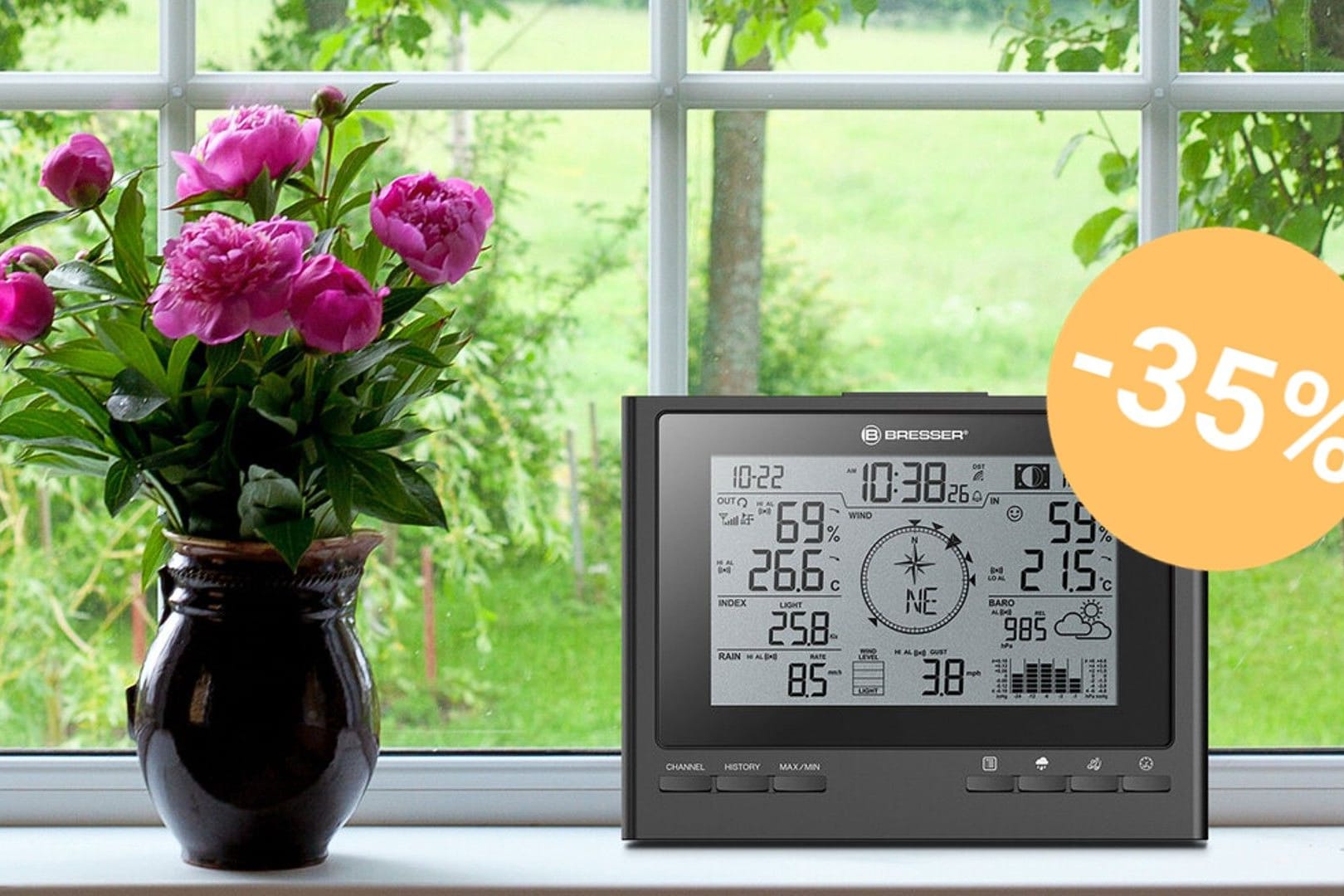 Die Wetterstation von Bresser misst unter anderem die Temperatur sowie Niederschlagsmenge.