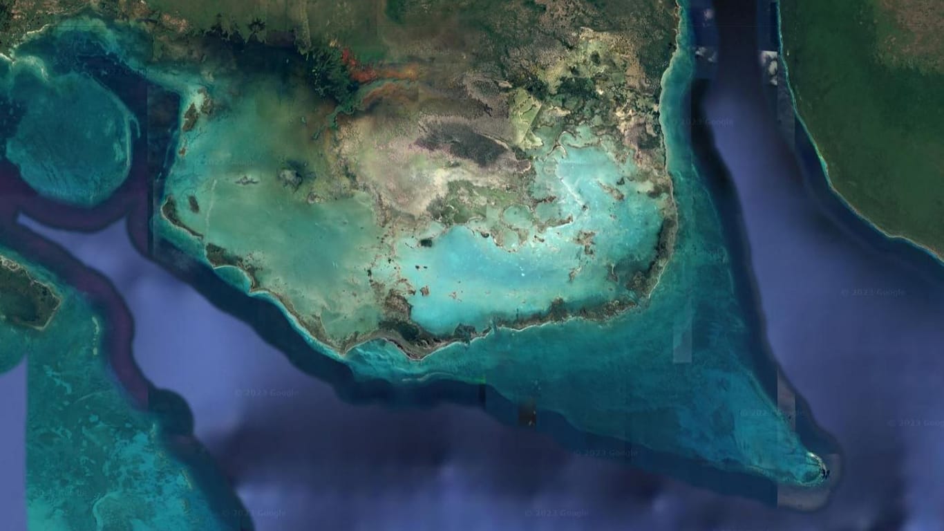 Blick auf die Ernst-Thälmann-Insel im Süden Kubas und westlich der Schweinebucht.