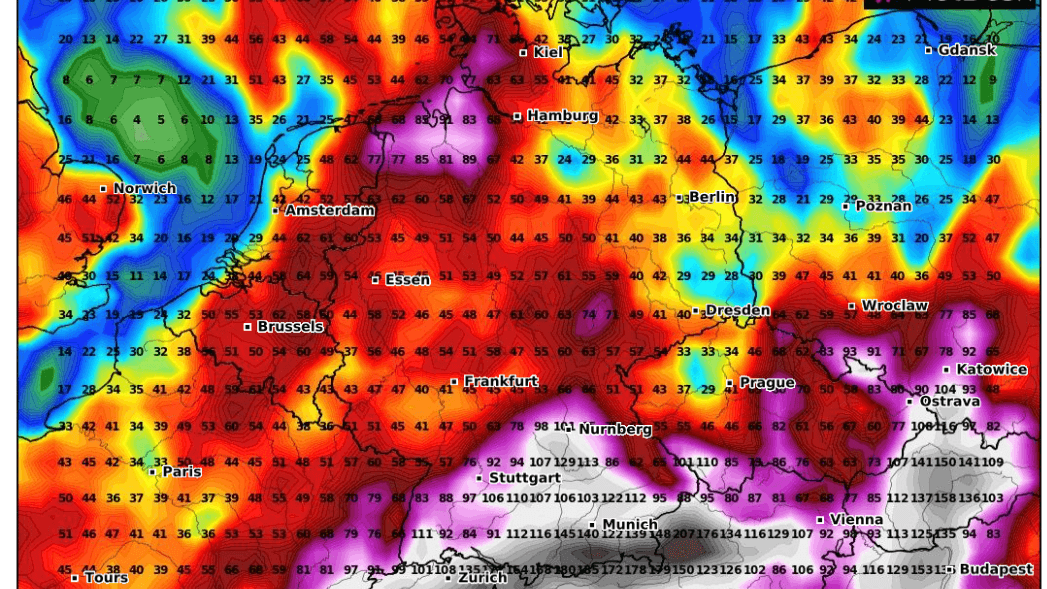 Die erwarteten Regenmengen bis zum 17. Mai: Vor allem im Süden wird es nass.
