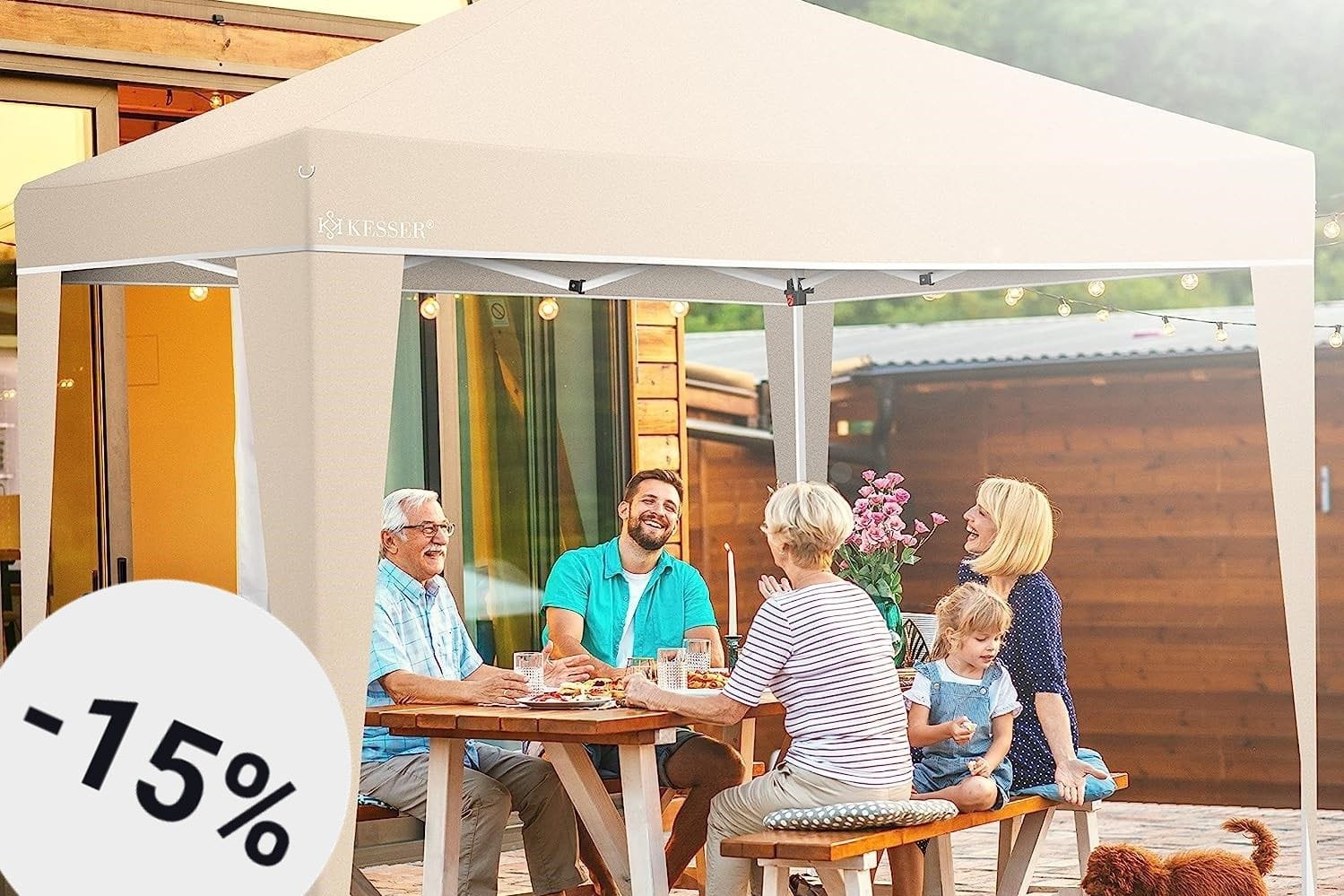 Der Onlineriese Amazon hat zurzeit einen Pavillon im Angebot, der jede Gartenparty regensicher macht.