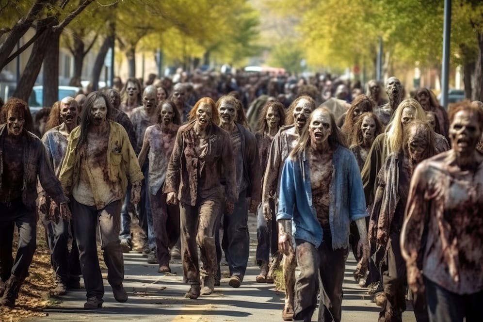 Eine Horde von Zombies läuft durch die Straßen (Symbolbild): Wenn das in Bremerhaven passiert, ist keiner mehr sicher.