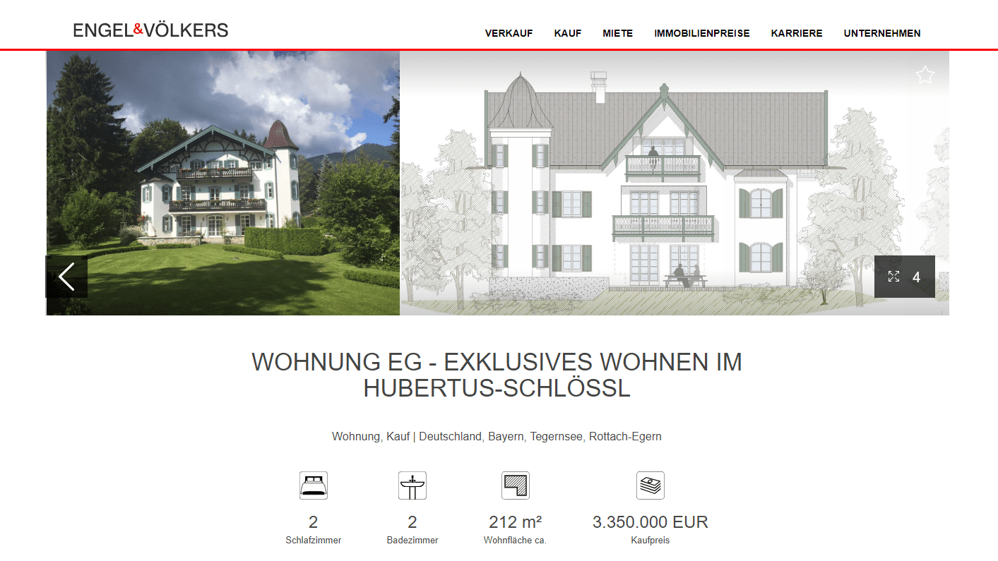 Anzeige der Immobilienfirma: Für die Luxuswohnungen am Tegernsee finden sich kaum Interessenten.