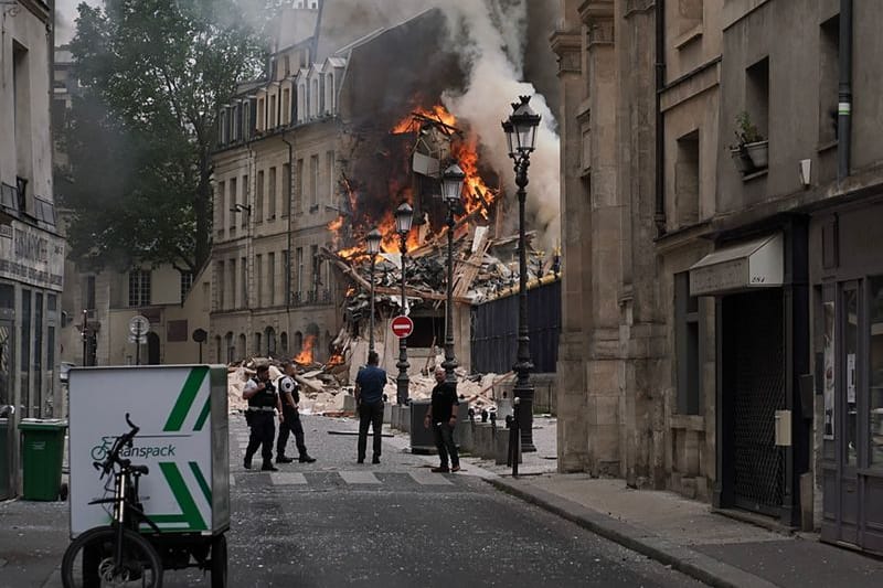 Eingestürztes Gebäude nach einer Gasexplosion in Paris: Mehrere Menschen wurden verletzt.