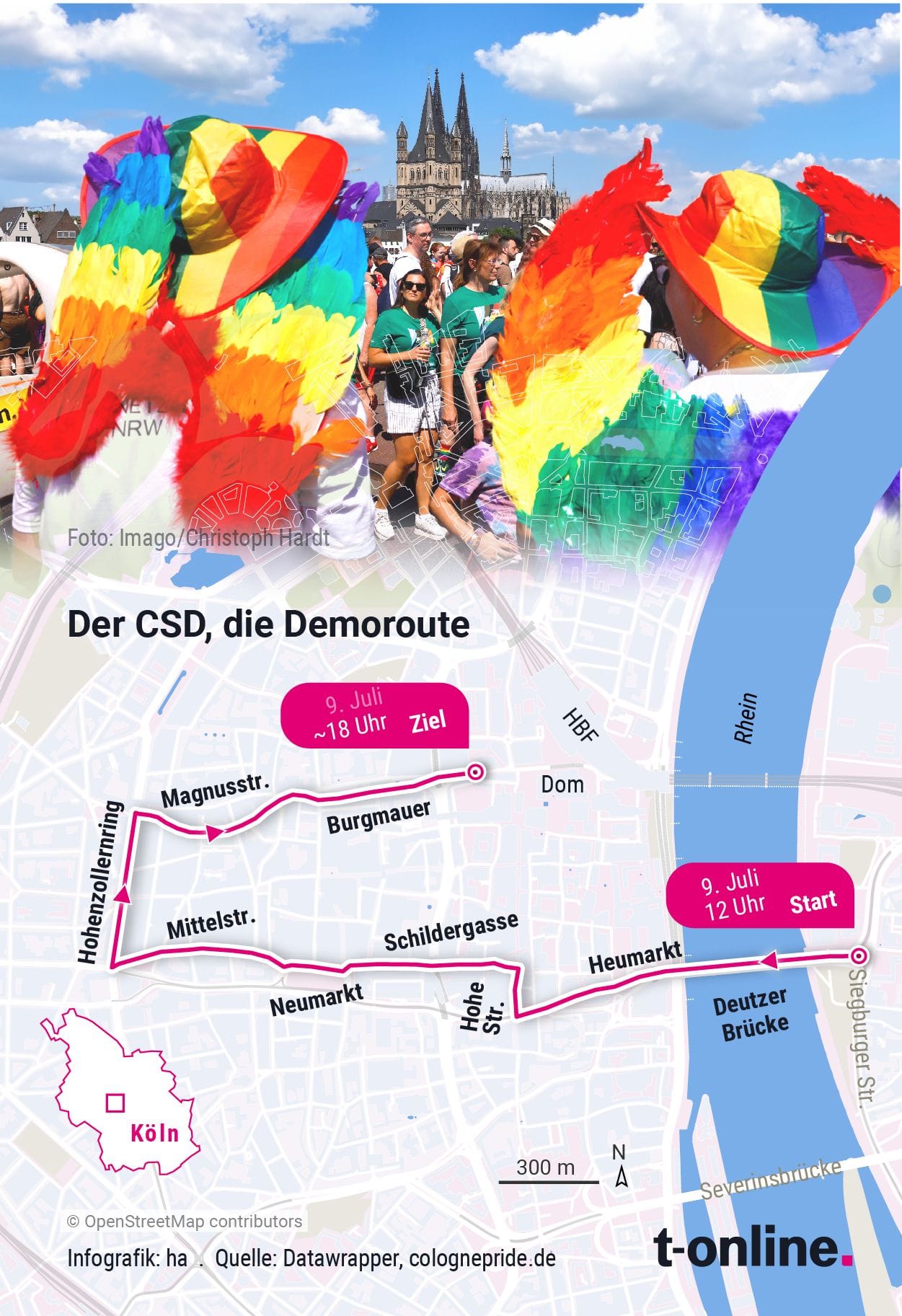 Die Route des CSD 2023: Auch in diesem Jahr werden viele Besucher und Teilnehmer erwartet.