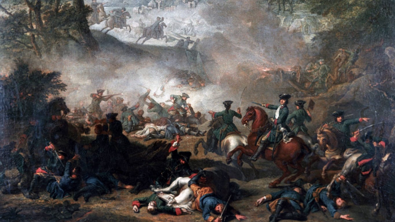 Die Schlacht bei Lesnaja im Großen Nordischen Krieg 1708: Am Ende ging der russische Zar Peter der Großer als Sieger des Konfliktes mit Schweden hervor.